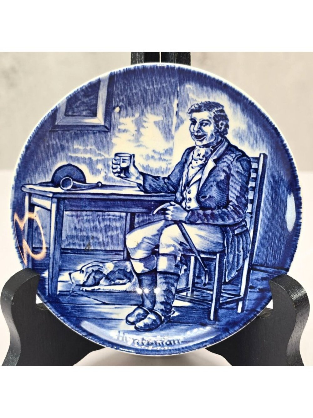 Enoch Wedgwood Tunstall Huntsman Mini Plate Blue & White England VL5098